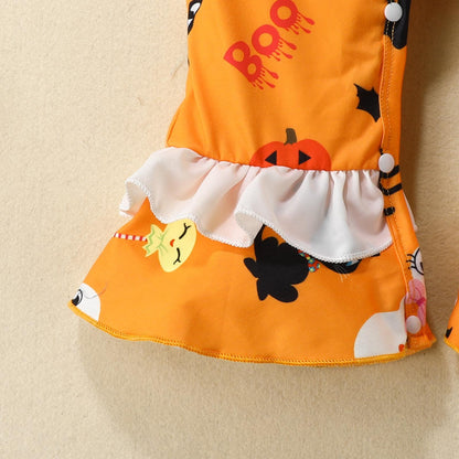 Baby Unisex Color-blocking Cartoon Print Halloween Jumpsuits