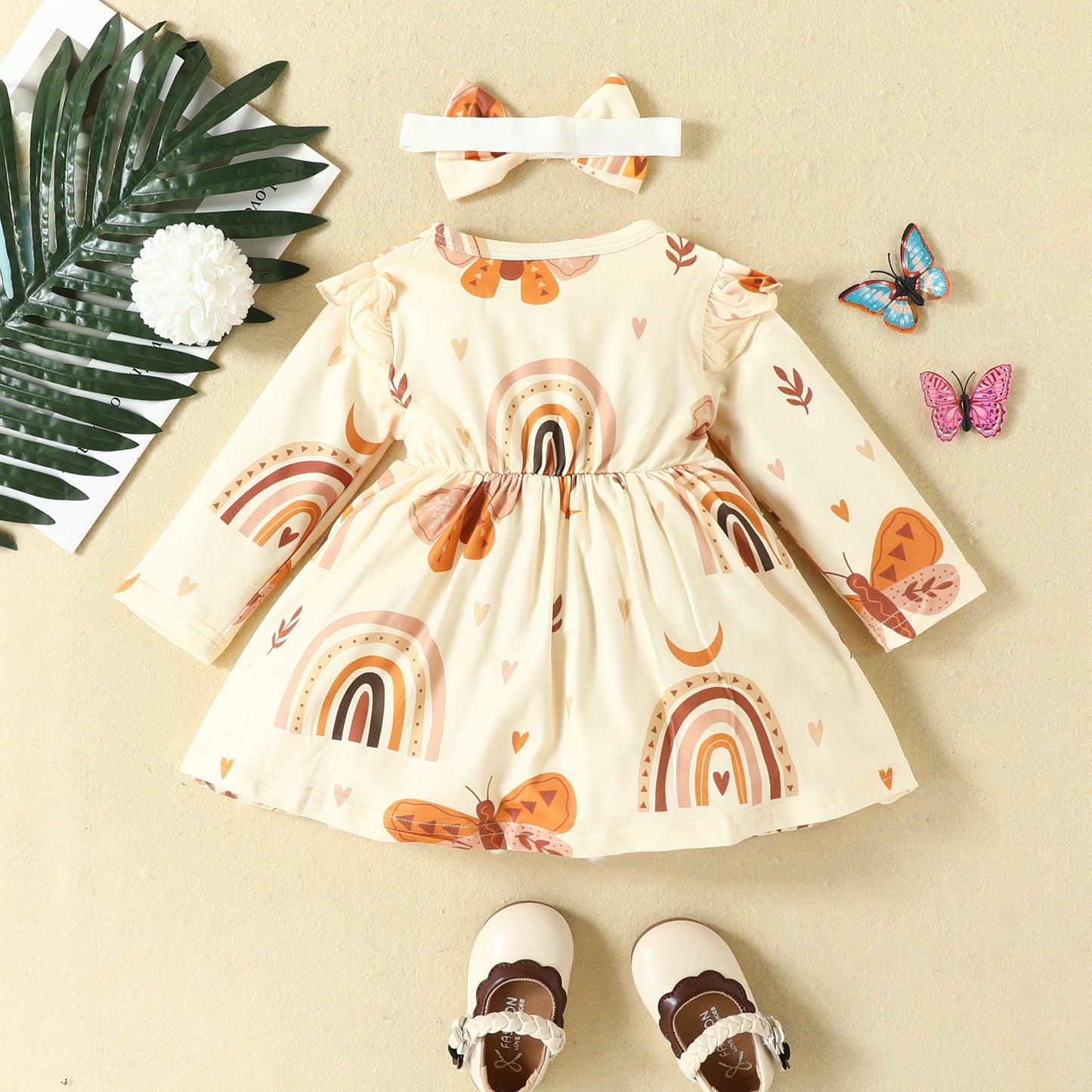 Baby Girls Love heart Butterfly Cartoon Print Dresses Accessories Wholesale 221101588