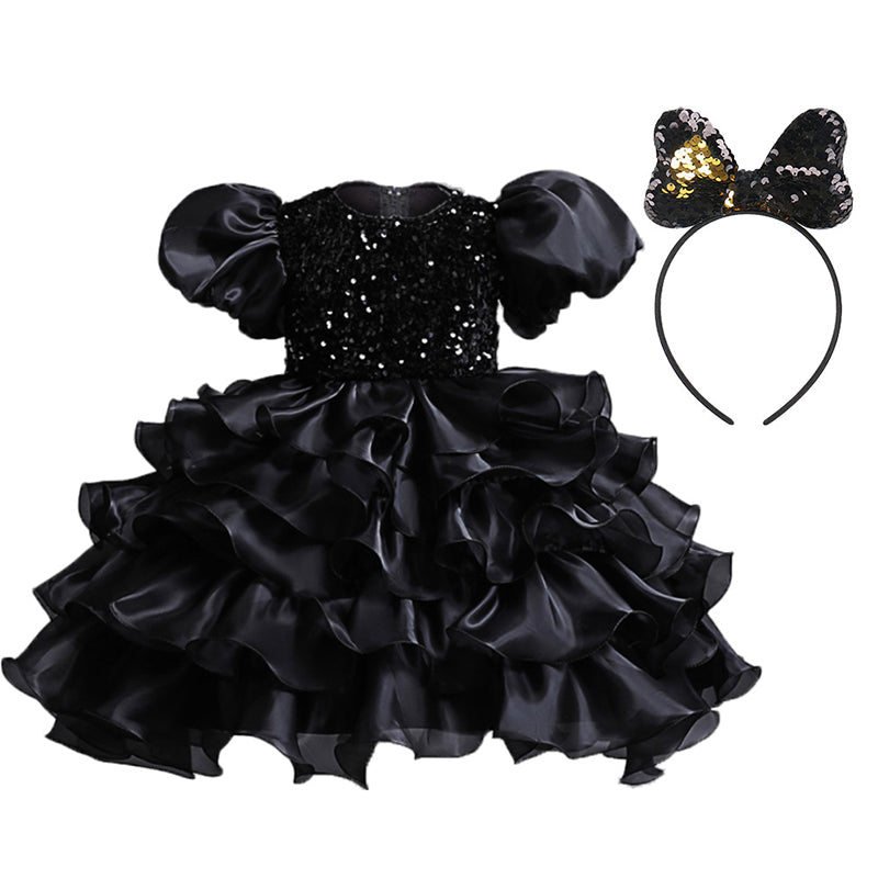 Baby Kid Girls Solid Color Dresses Princess Dresses Headwear