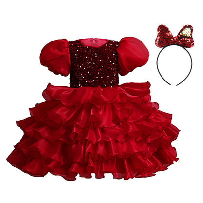 Baby Kid Girls Solid Color Dresses Princess Dresses Headwear