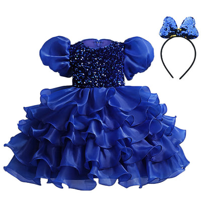 Baby Kid Girls Solid Color Dresses Princess Dresses Headwear
