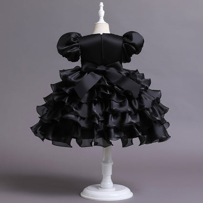 Baby Kid Girls Solid Color Dresses Princess Dresses Headwear