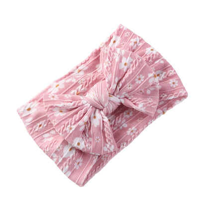 Girls Flower Bow Print Accessories Headwear