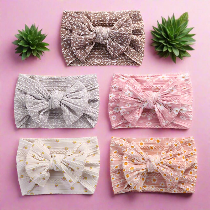 Girls Flower Bow Print Accessories Headwear