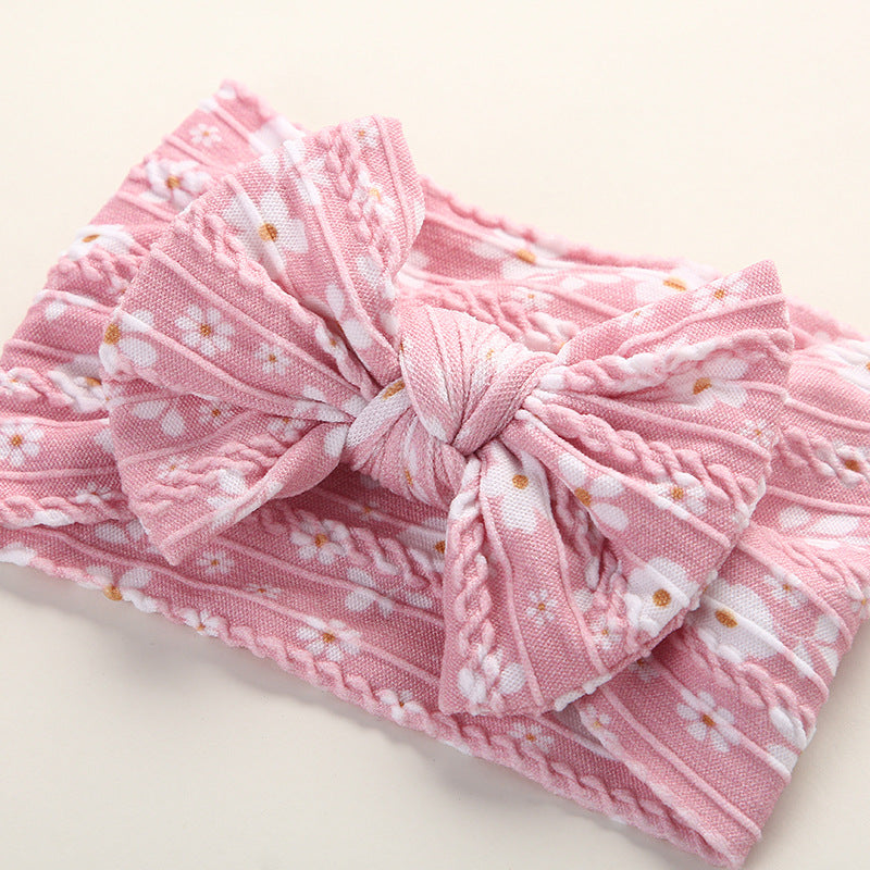 Girls Flower Bow Print Accessories Headwear