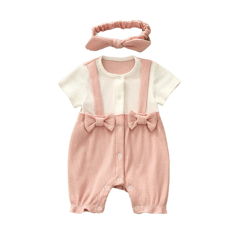 Baby Unisex Solid Color Bow Rompers Accessories Headwear