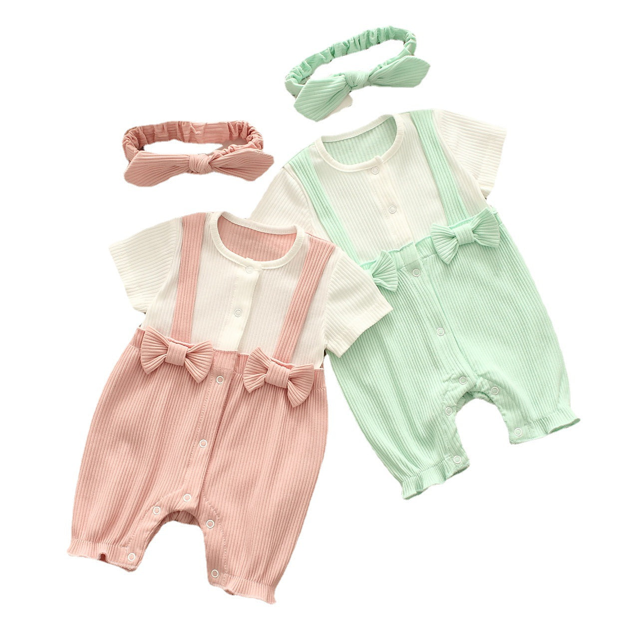 Baby Unisex Solid Color Bow Rompers Accessories Headwear