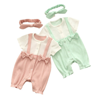Baby Unisex Solid Color Bow Rompers Accessories Headwear