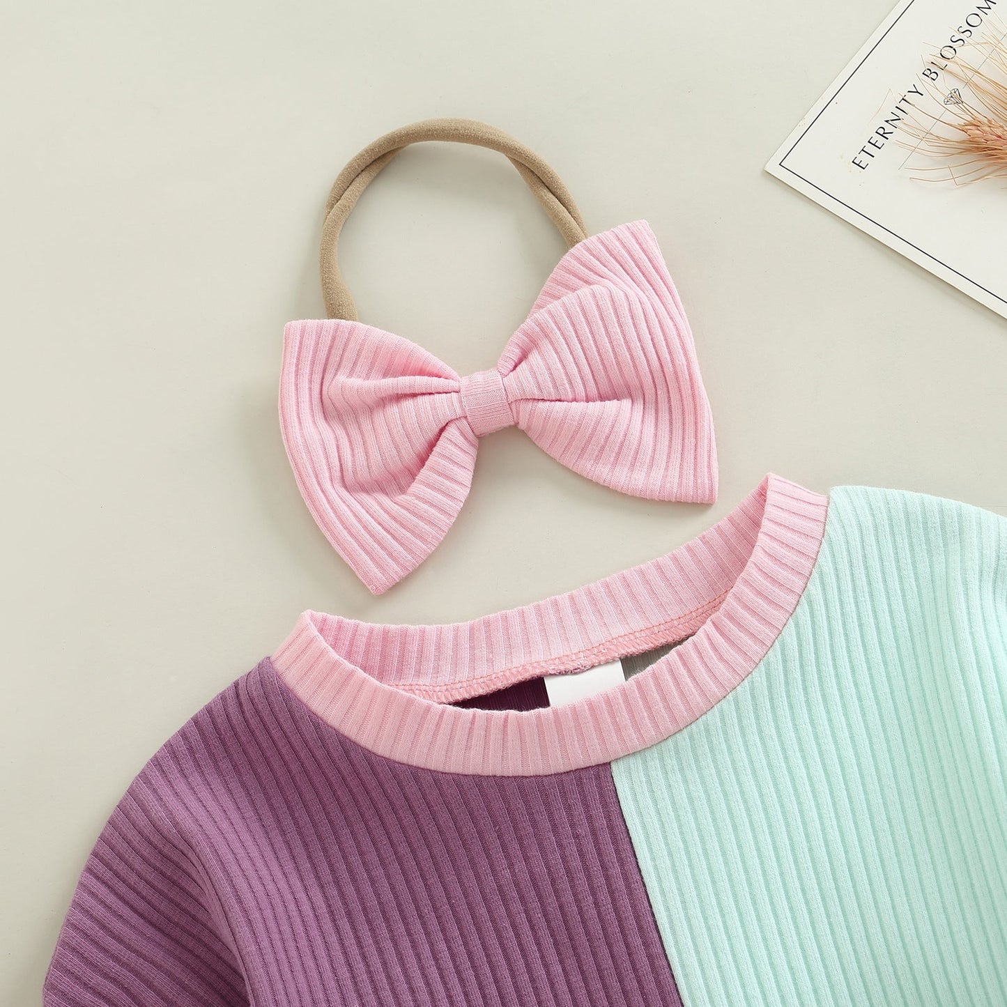 Baby Girls Color-blocking Rompers Accessories Headwear