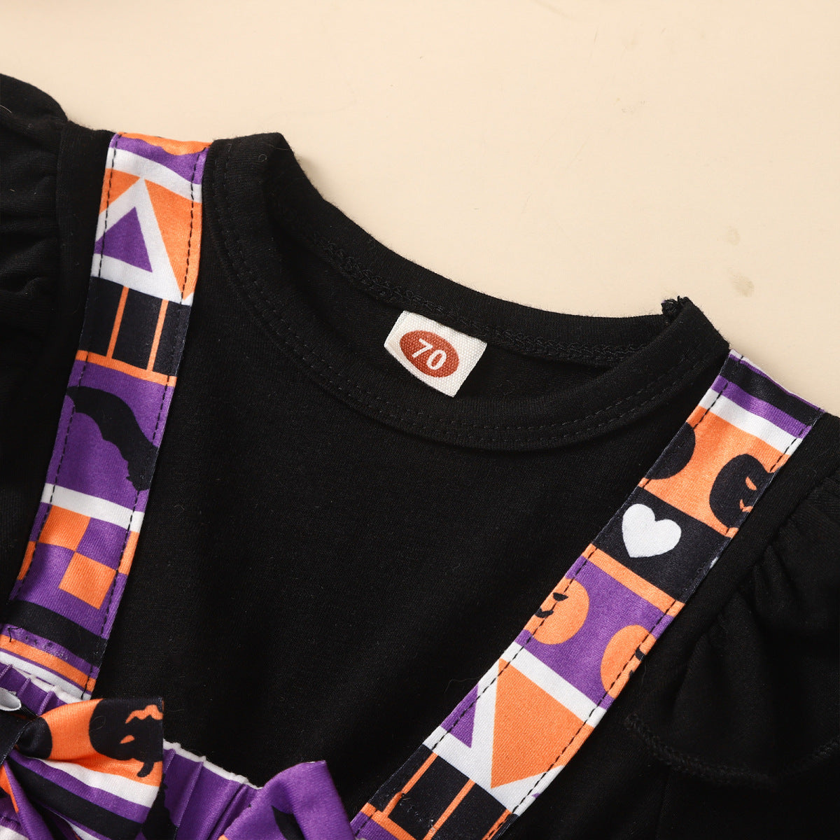 Baby Girls Striped Cartoon Print Halloween Rompers