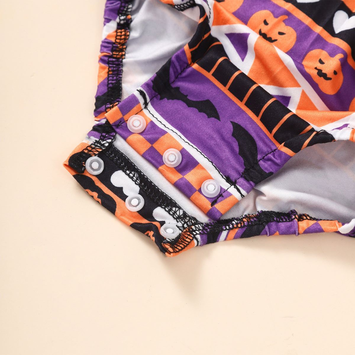 Baby Girls Striped Cartoon Print Halloween Rompers