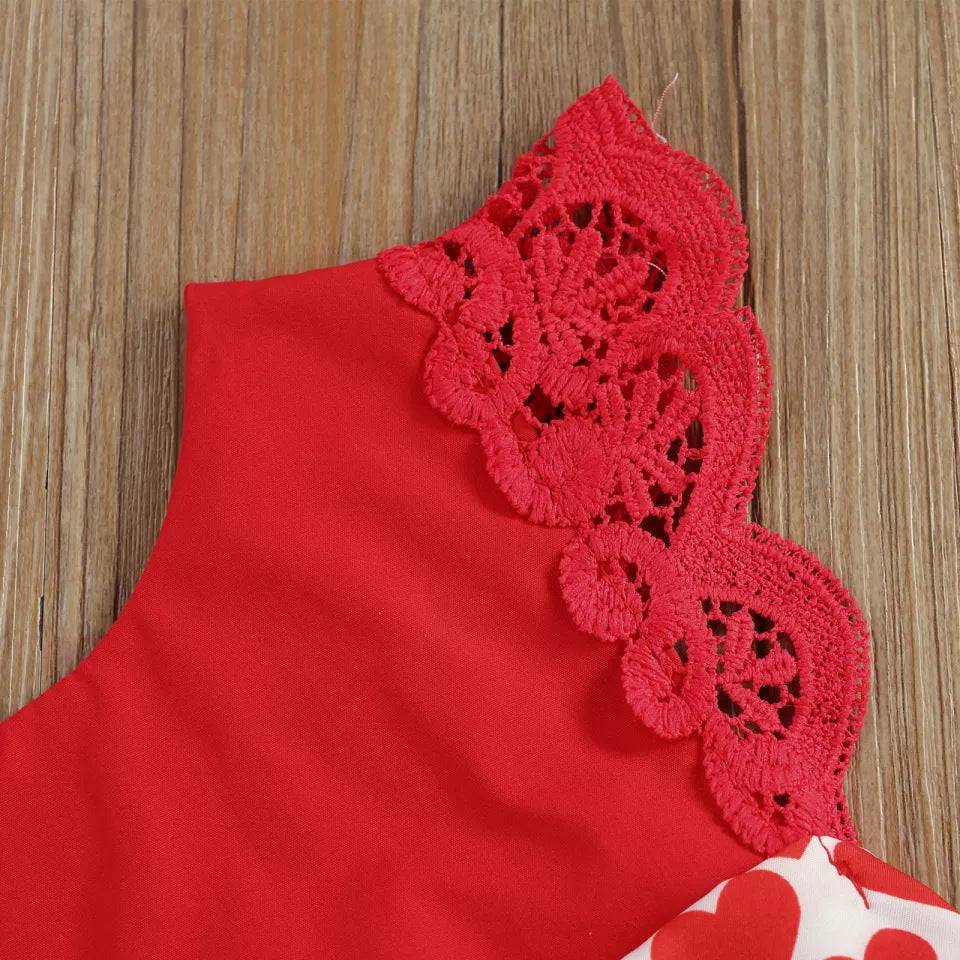 Baby Girls Love heart Lace Valentine's Day Rompers