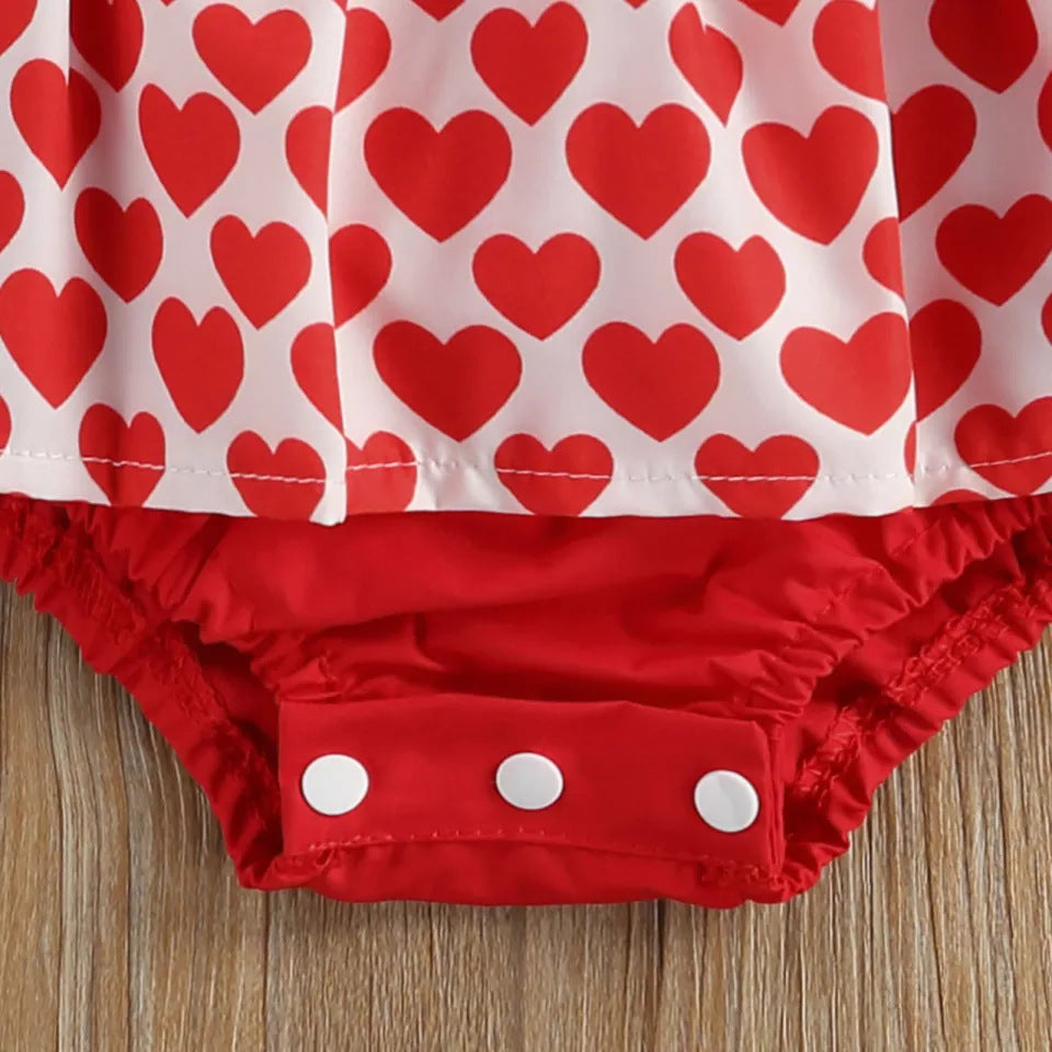 Baby Girls Love heart Lace Valentine's Day Rompers