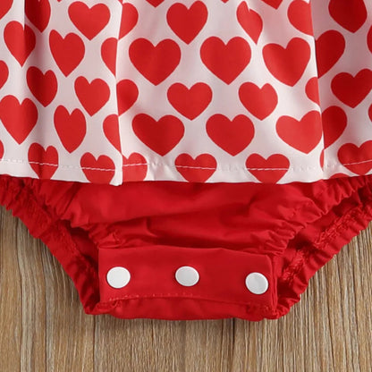 Baby Girls Love heart Lace Valentine's Day Rompers