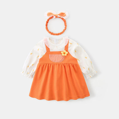 Baby Kid Girls Flower Print Dresses Wholesale 221221282