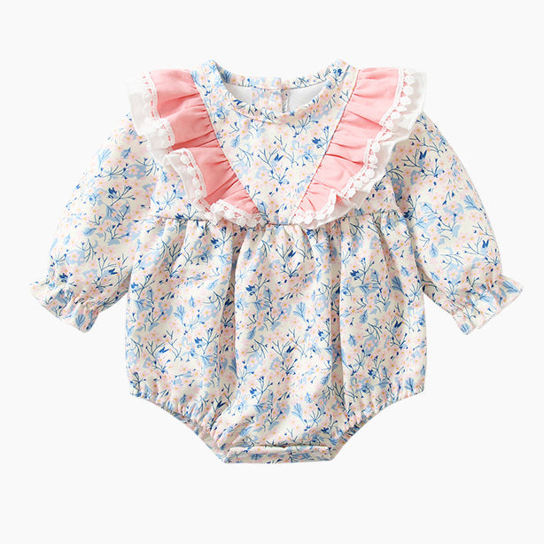 Baby Girls Flower Print Rompers Accessories Headwear Wholesale 221221329