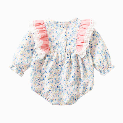 Baby Girls Flower Print Rompers Accessories Headwear Wholesale 221221329