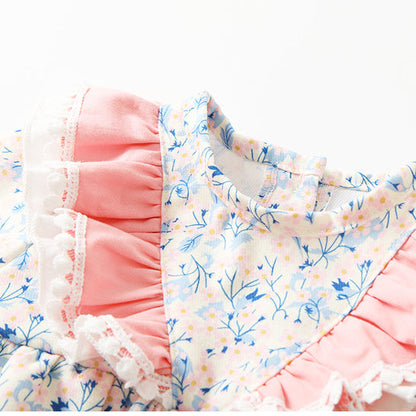 Baby Girls Flower Print Rompers Accessories Headwear Wholesale 221221329