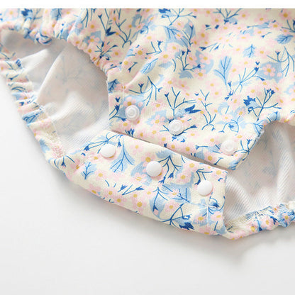 Baby Girls Flower Print Rompers Accessories Headwear Wholesale 221221329