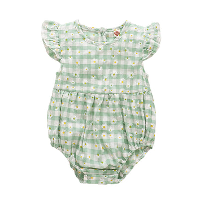 Baby Girls Checked Rompers Accessories Headwear