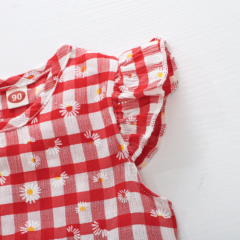 Baby Girls Checked Rompers Accessories Headwear