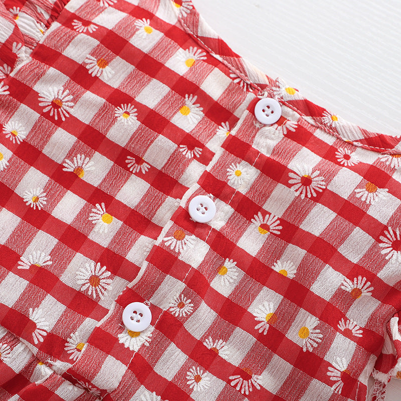 Baby Girls Checked Rompers Accessories Headwear