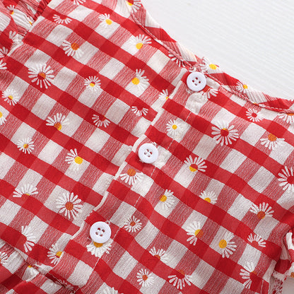 Baby Girls Checked Rompers Accessories Headwear