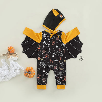 Baby Boys Cartoon Print Halloween Jumpsuits