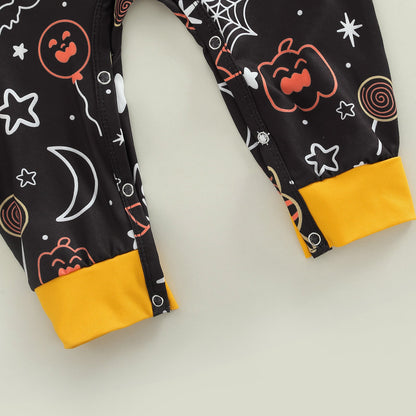 Baby Boys Cartoon Print Halloween Jumpsuits