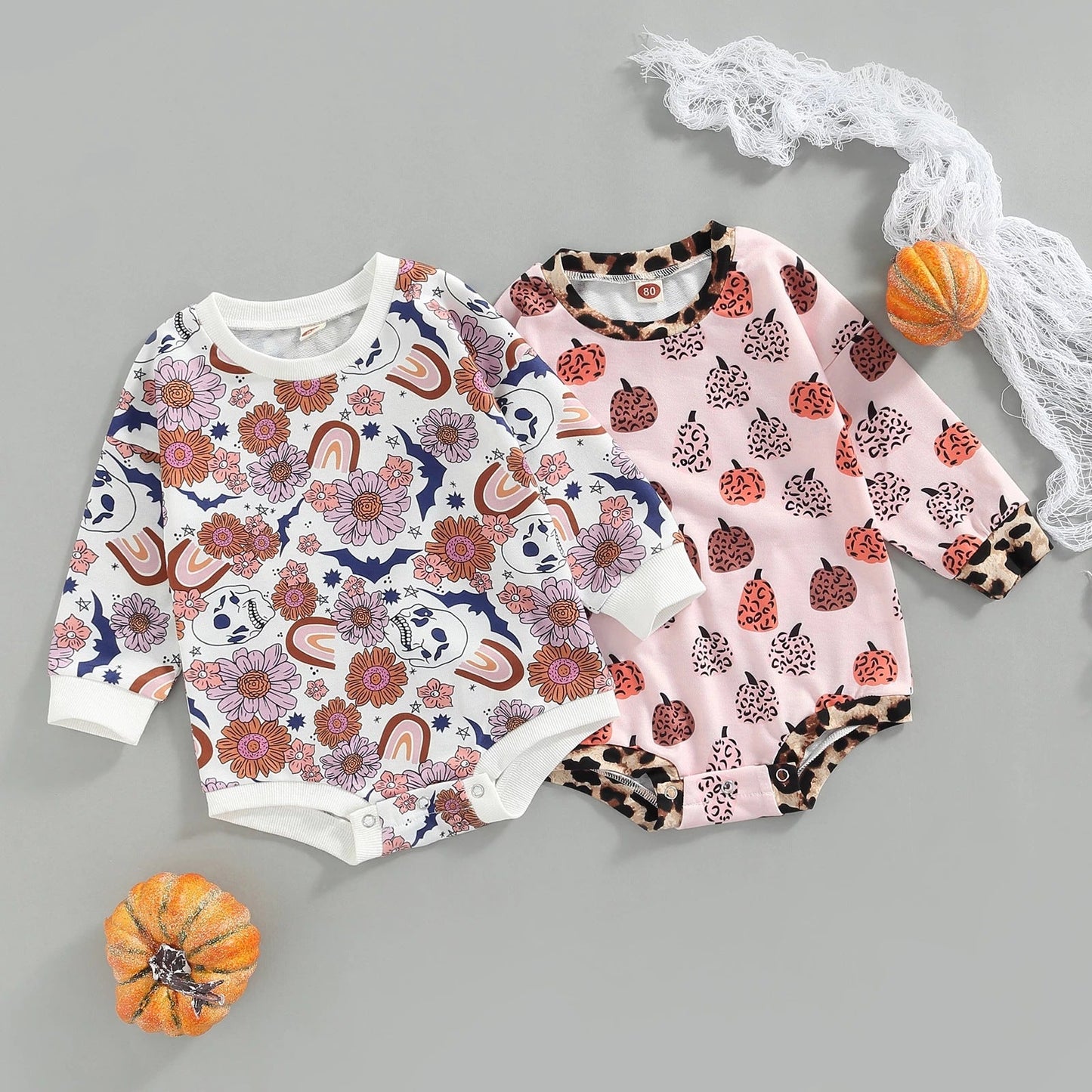 Baby Girls Flower Print Halloween Rompers