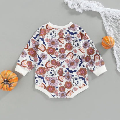 Baby Girls Flower Print Halloween Rompers