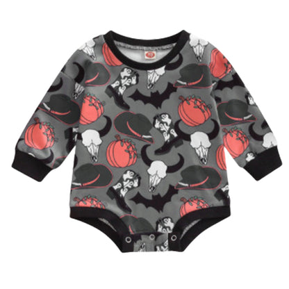 Baby Girls Cartoon Print Halloween Rompers