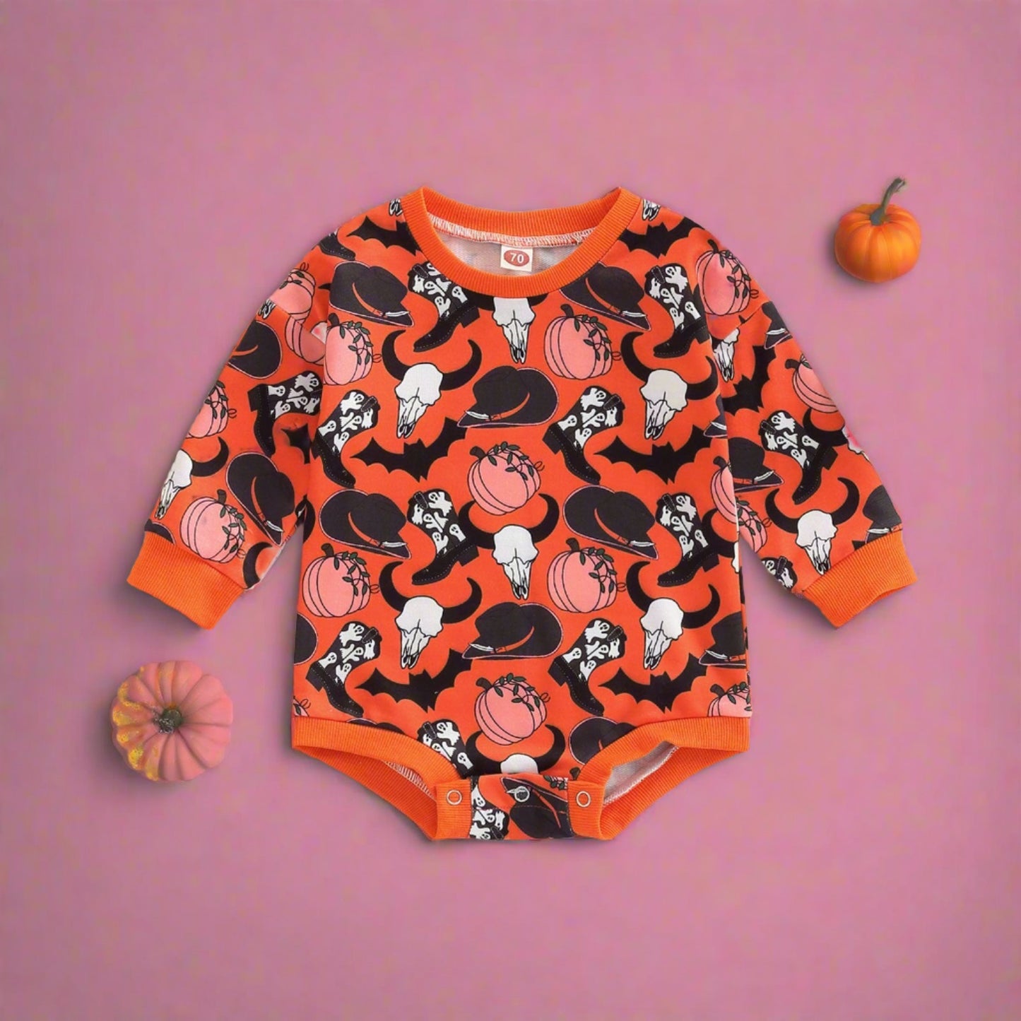 Baby Girls Cartoon Print Halloween Rompers