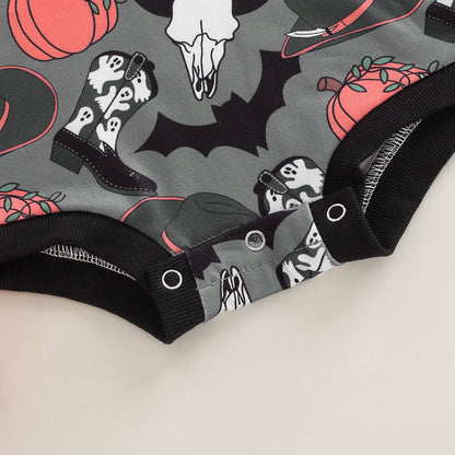 Baby Girls Cartoon Print Halloween Rompers