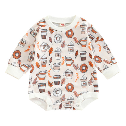Baby Girls Flower Cartoon Print Halloween Rompers