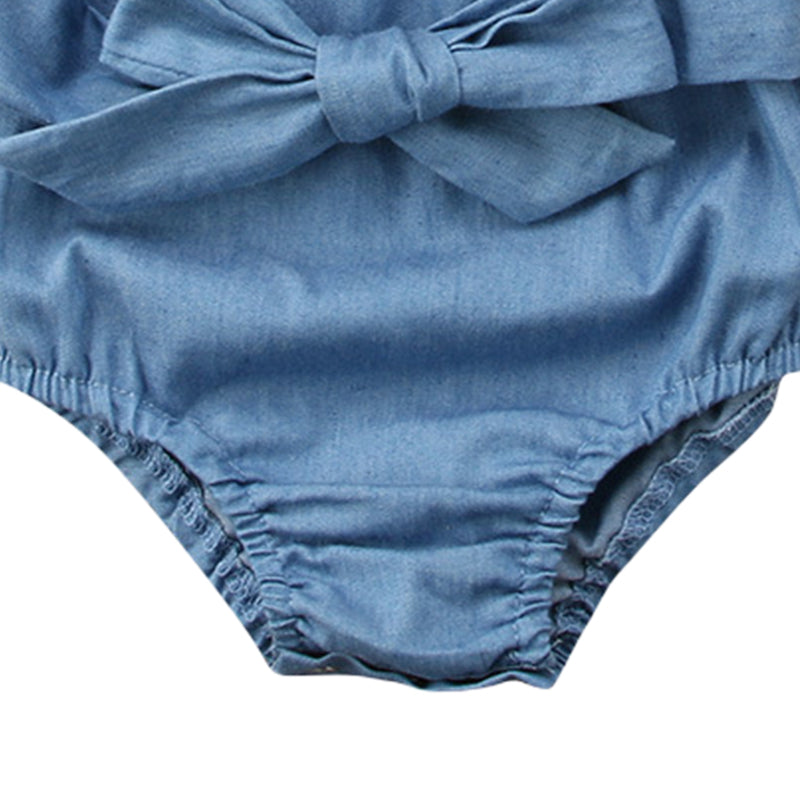 Baby Girls Solid Color Rompers And Headwear
