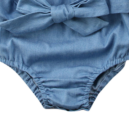 Baby Girls Solid Color Rompers And Headwear