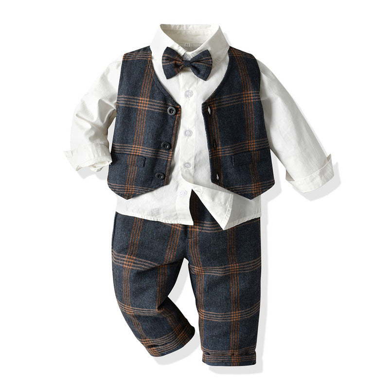 Wholesale Children's Cotton Plaid Vest Set