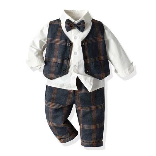 Wholesale Children's Cotton Plaid Vest Set