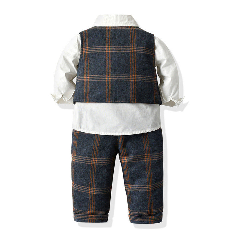Wholesale Children's Cotton Plaid Vest Set