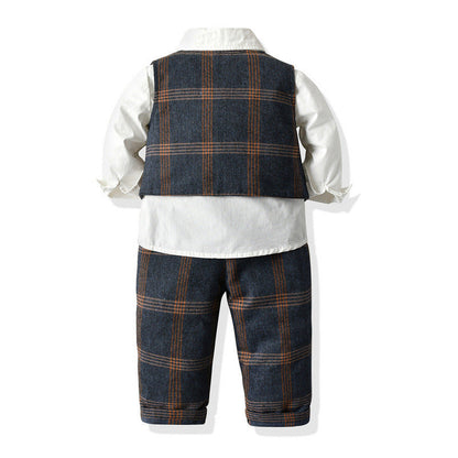 Wholesale Children's Cotton Plaid Vest Set