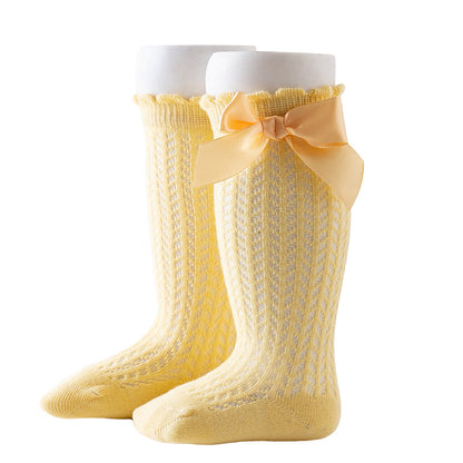 Baby Girls Solid Color Bow Accessories Socks