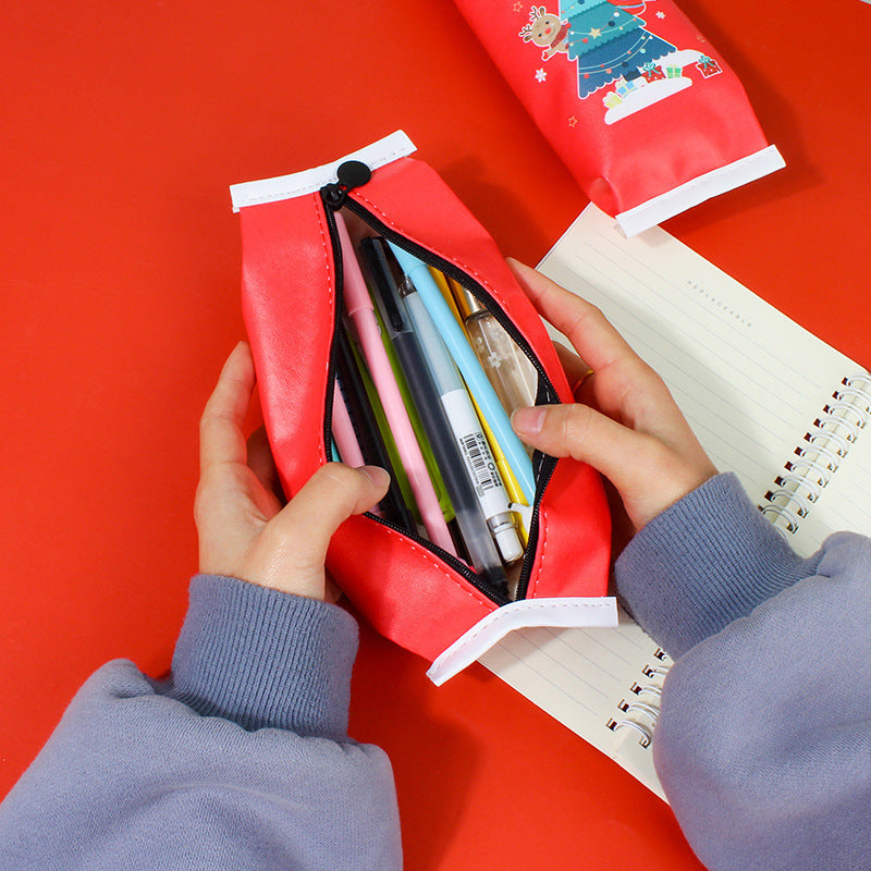 Leather Cartoon Christmas Pencil Case