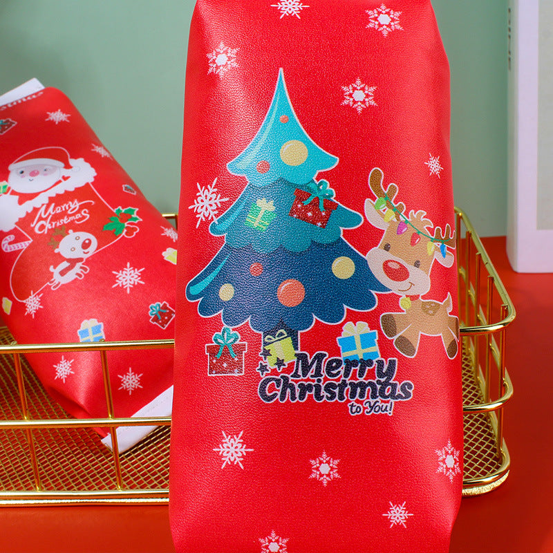 Leather Cartoon Christmas Pencil Case