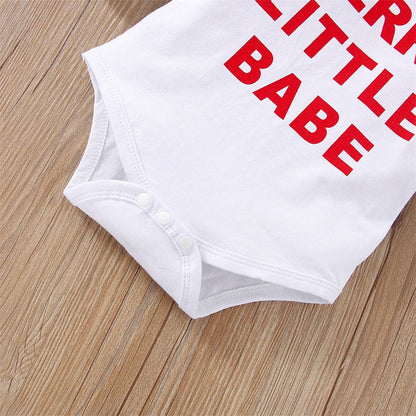 2 Pieces Set Baby Girls Christmas Rompers And Bow Shorts