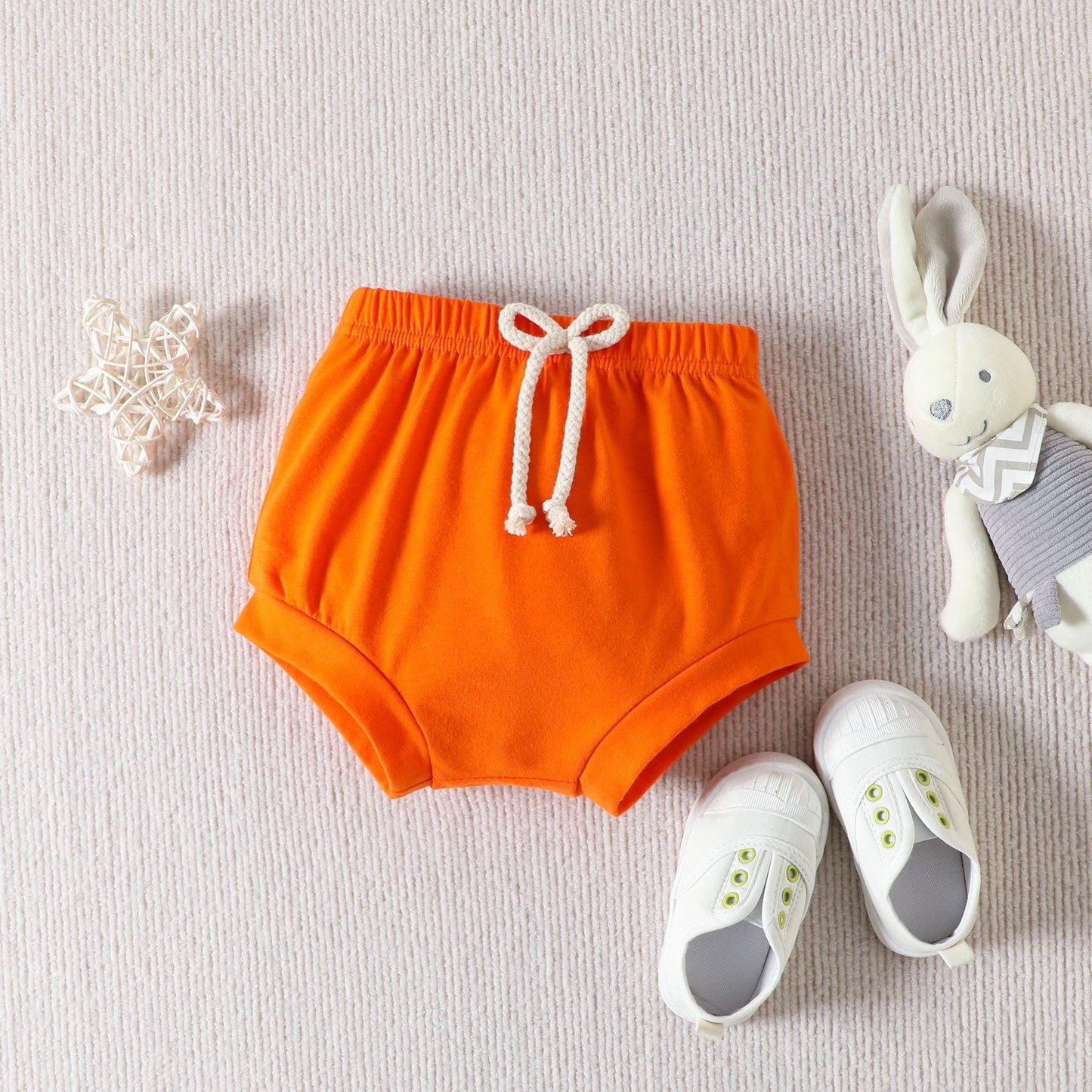 3 Pieces Set Baby Girls T-Shirts Solid Color Shorts Bow Headwear