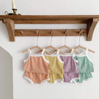 3 Pieces Set Baby Girls Tank Tops Shorts And Bow