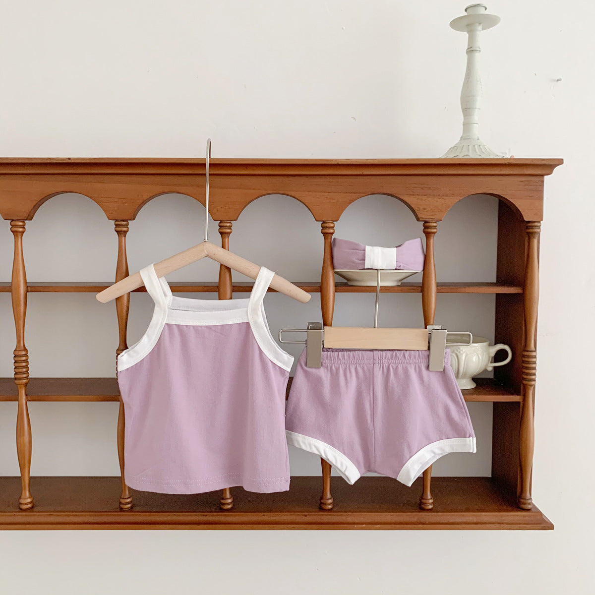 3 Pieces Set Baby Girls Tank Tops Shorts And Bow