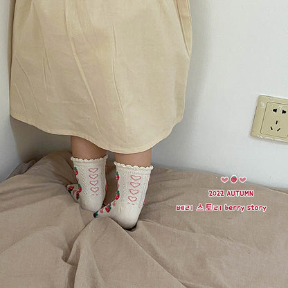 5 Pairs Girls Letters Fruit Checked Accessories Socks
