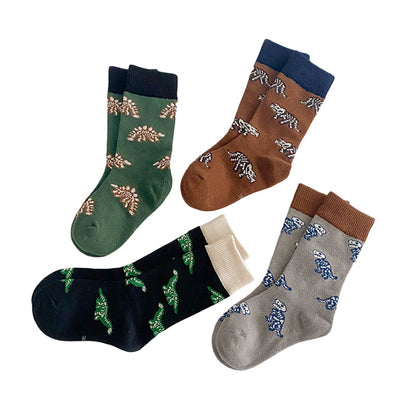4 Pairs Boys Dinosaur Cartoon Accessories Socks